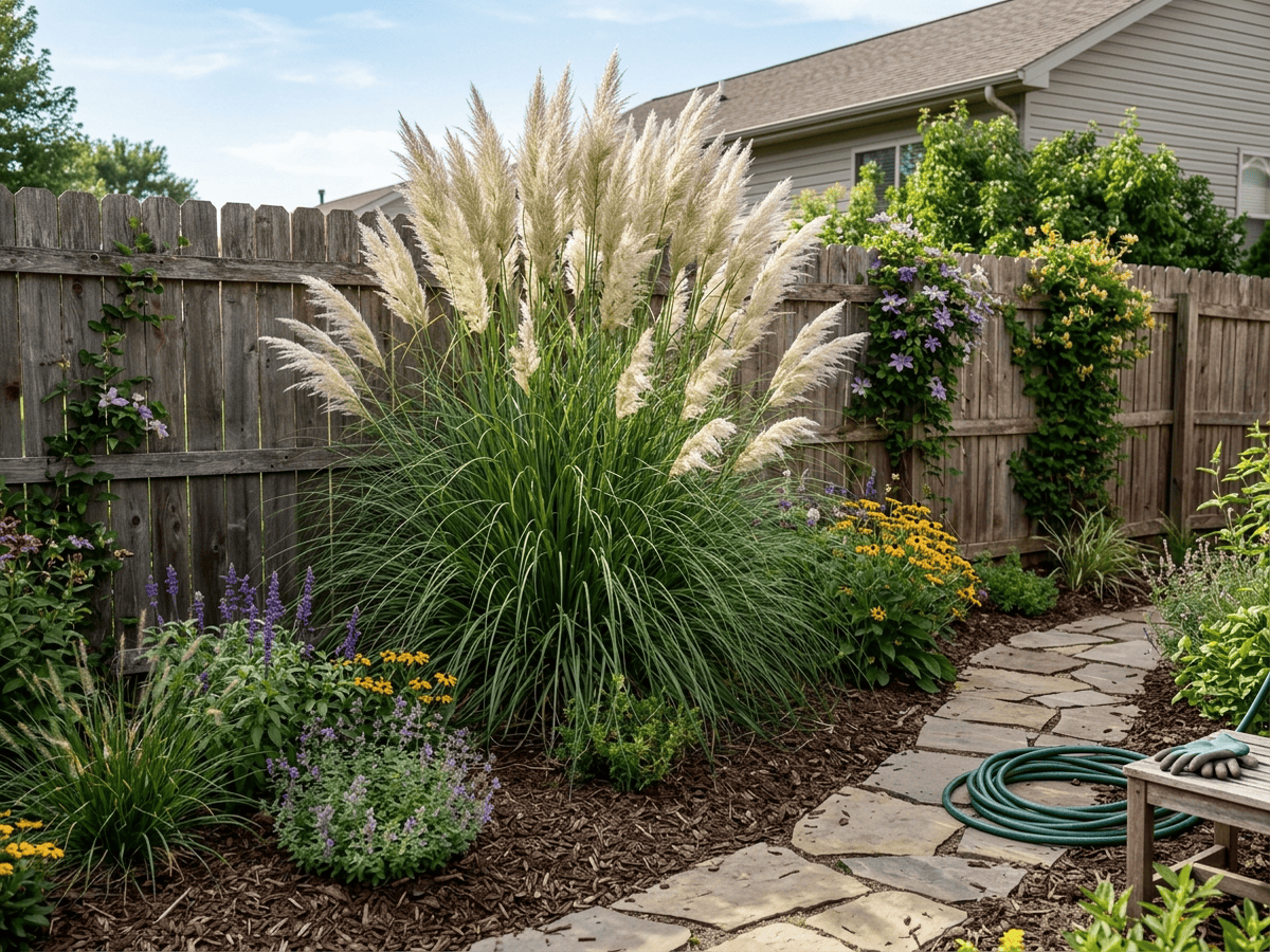 Pampas Grass in a garden setting