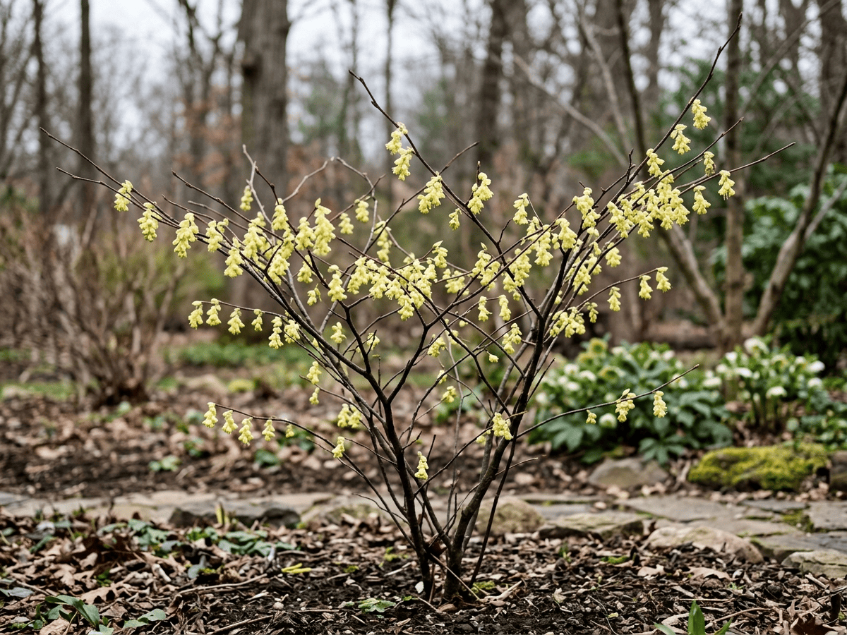 Nocciolo invernale a pochi fiori (Corylopsis pauciflora), pianta intera