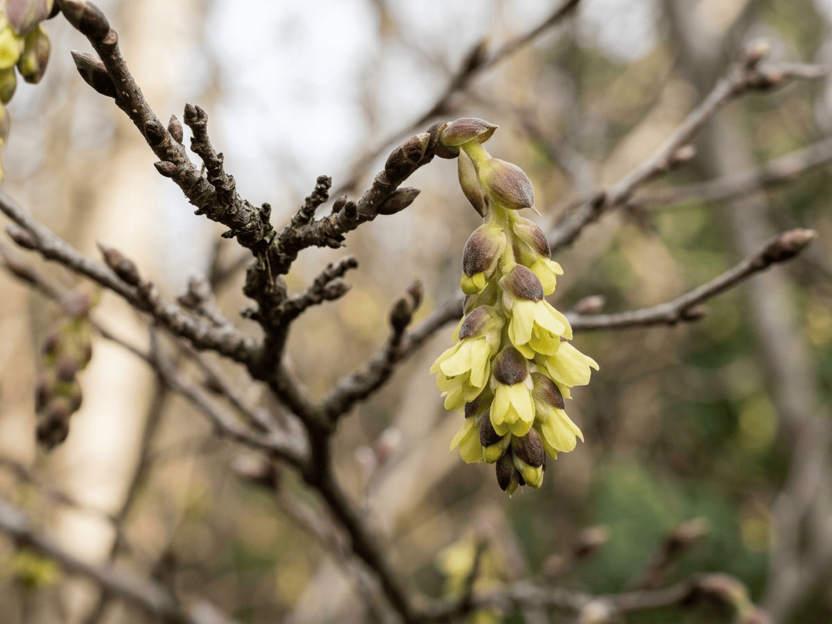 Nocciolo invernale a pochi fiori — aspetto stagionale