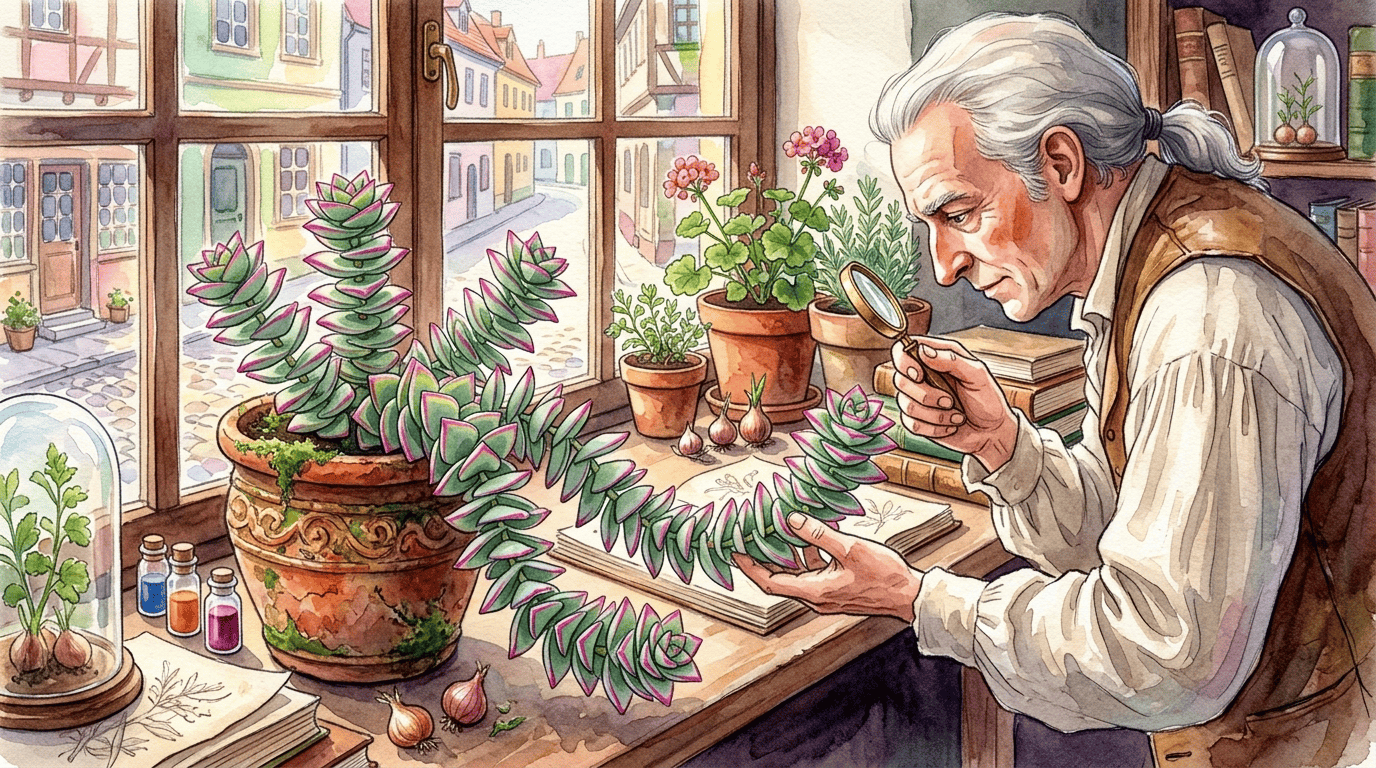 Scena storica illustrata per Crassula a fisarmonica