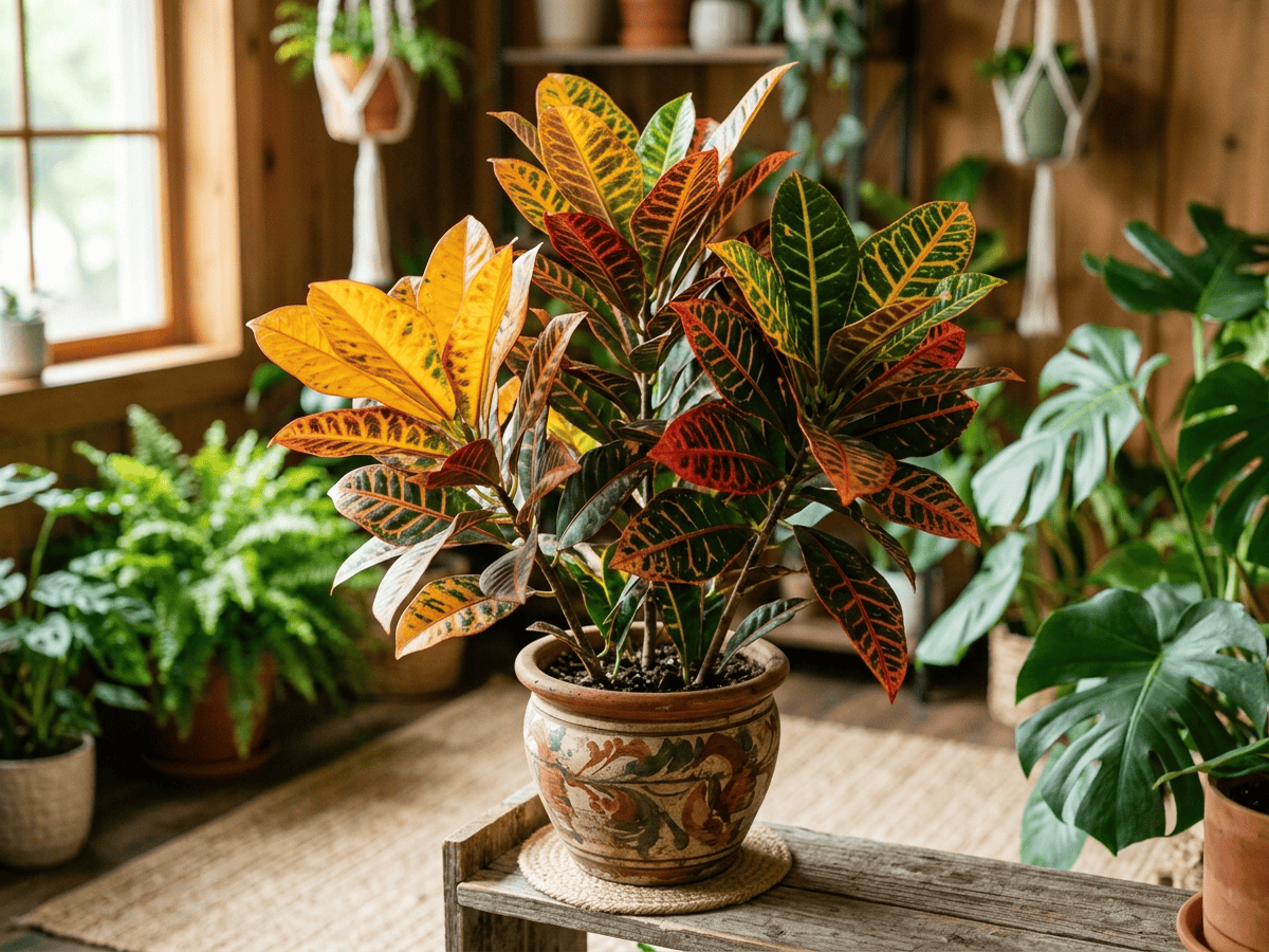 Croton (Croton variegatum), pianta intera
