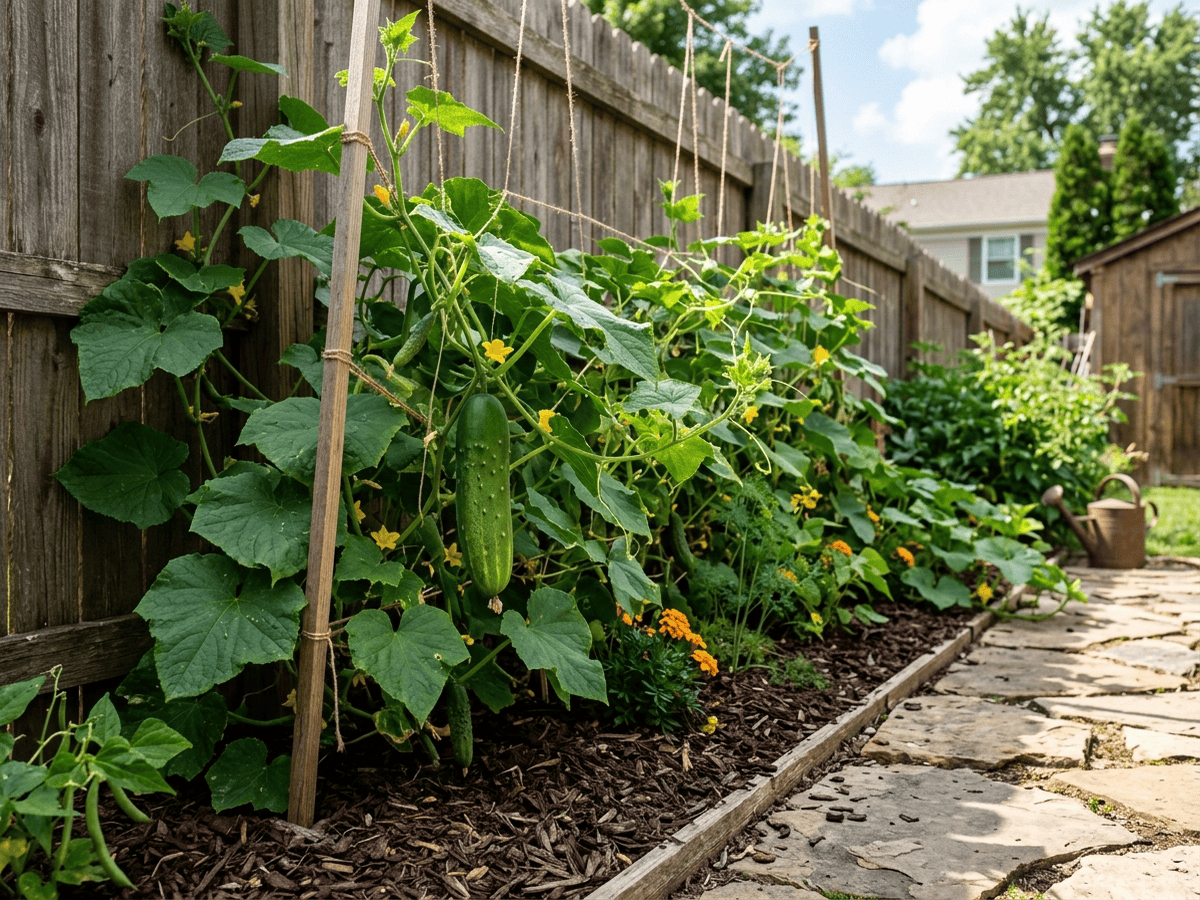 Cucumber in a garden setting