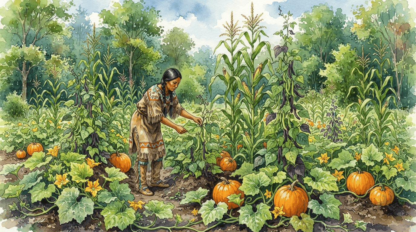 Illustrierte historische Szene zu Gartenkürbis