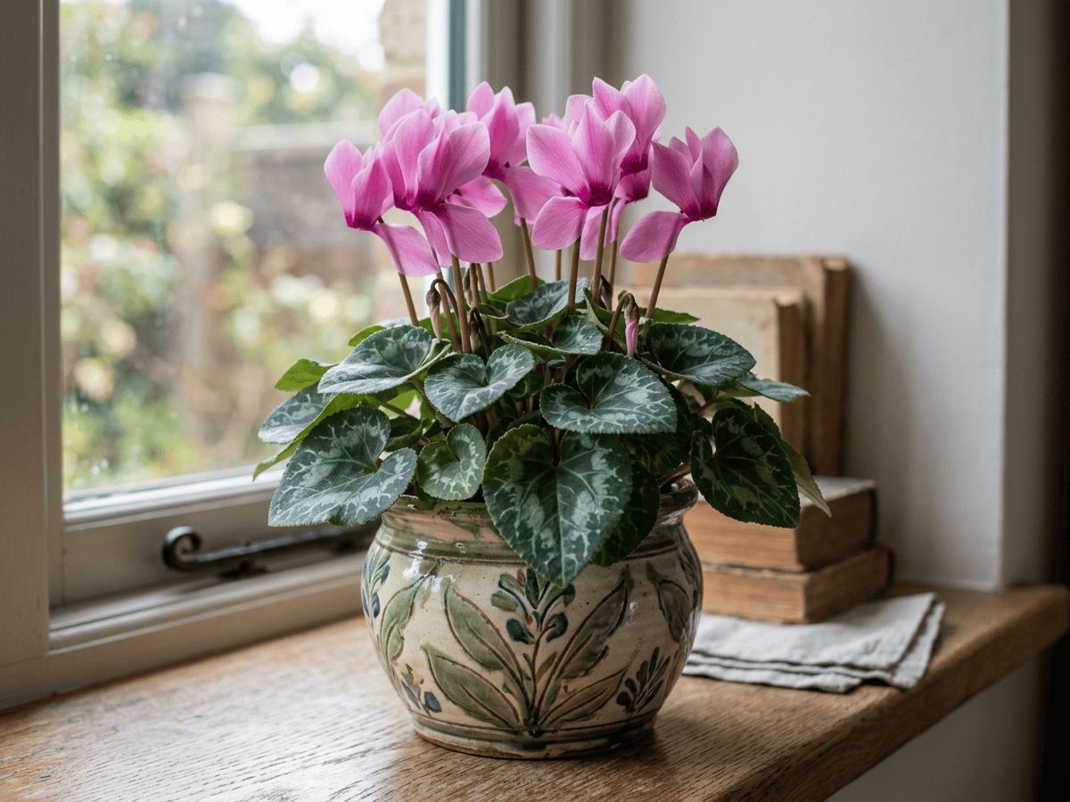 Persian Cyclamen (Cyclamen persicum), whole plant