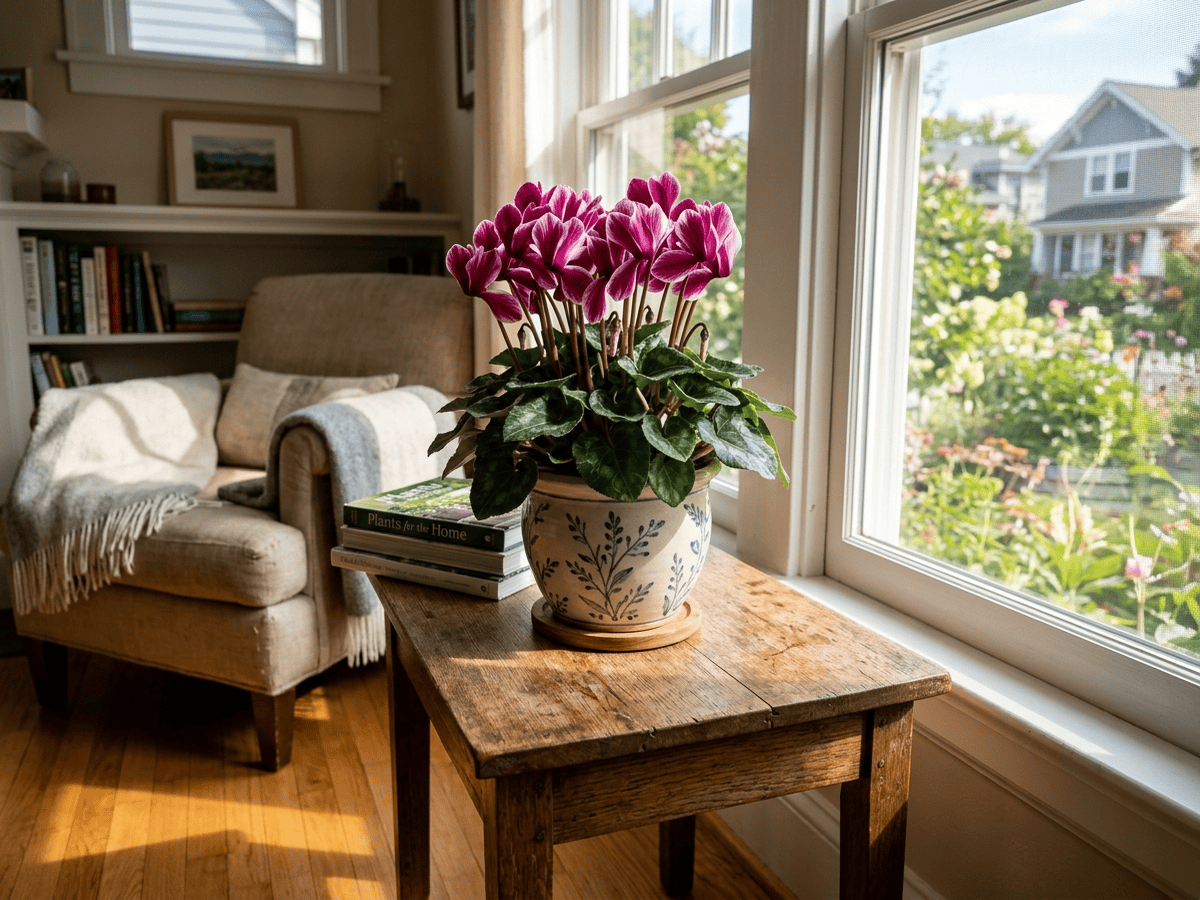 Persian Cyclamen in a garden setting