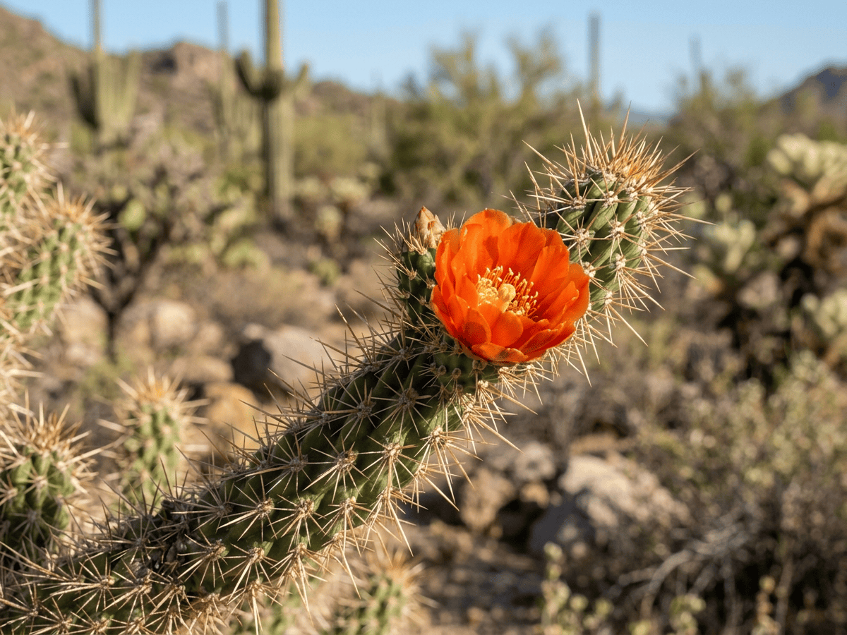 Deerhorn Cholla — close-up of leaves and flowers