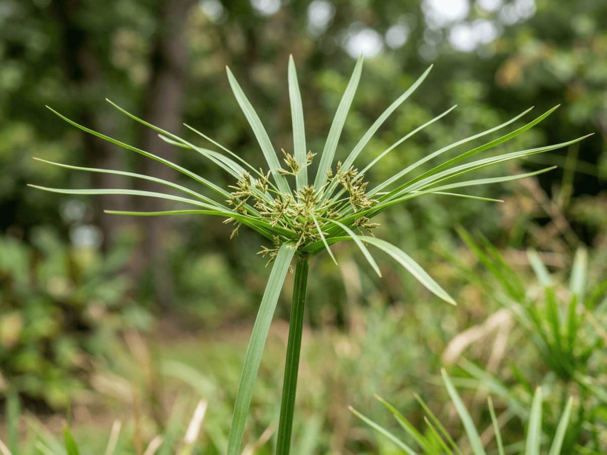 Zyperngras — Nahaufnahme von Blättern und Blüten