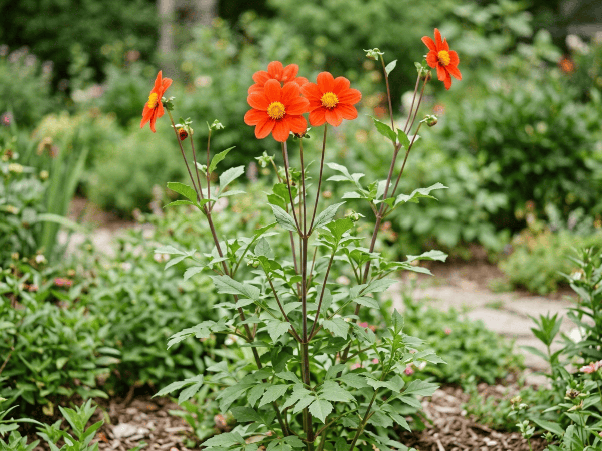 Scharlach-Dahlie (Dahlia coccinea), ganze Pflanze