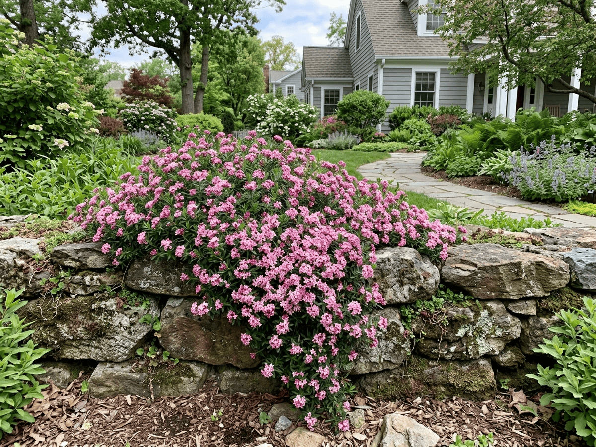 Rose Daphne in a garden setting