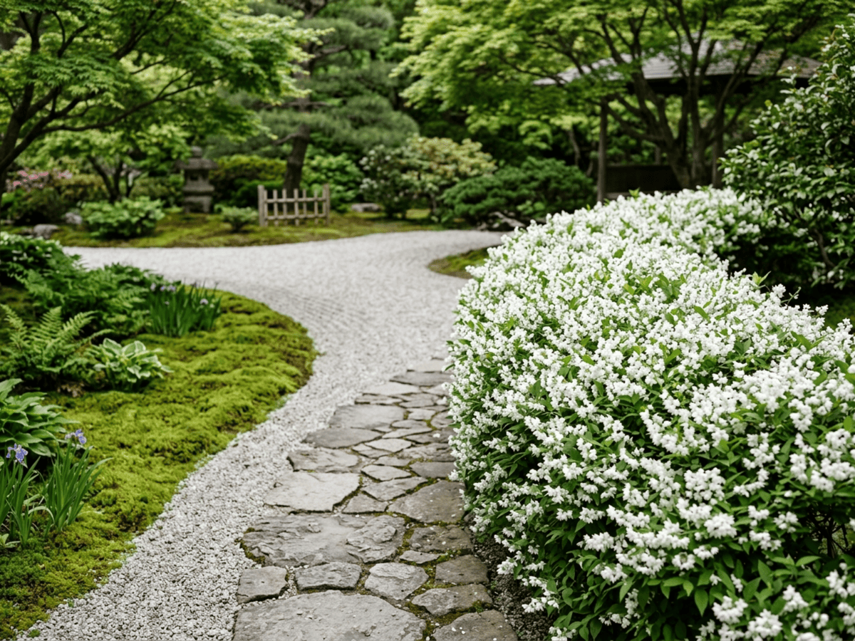 Deutzia grácil en un jardín