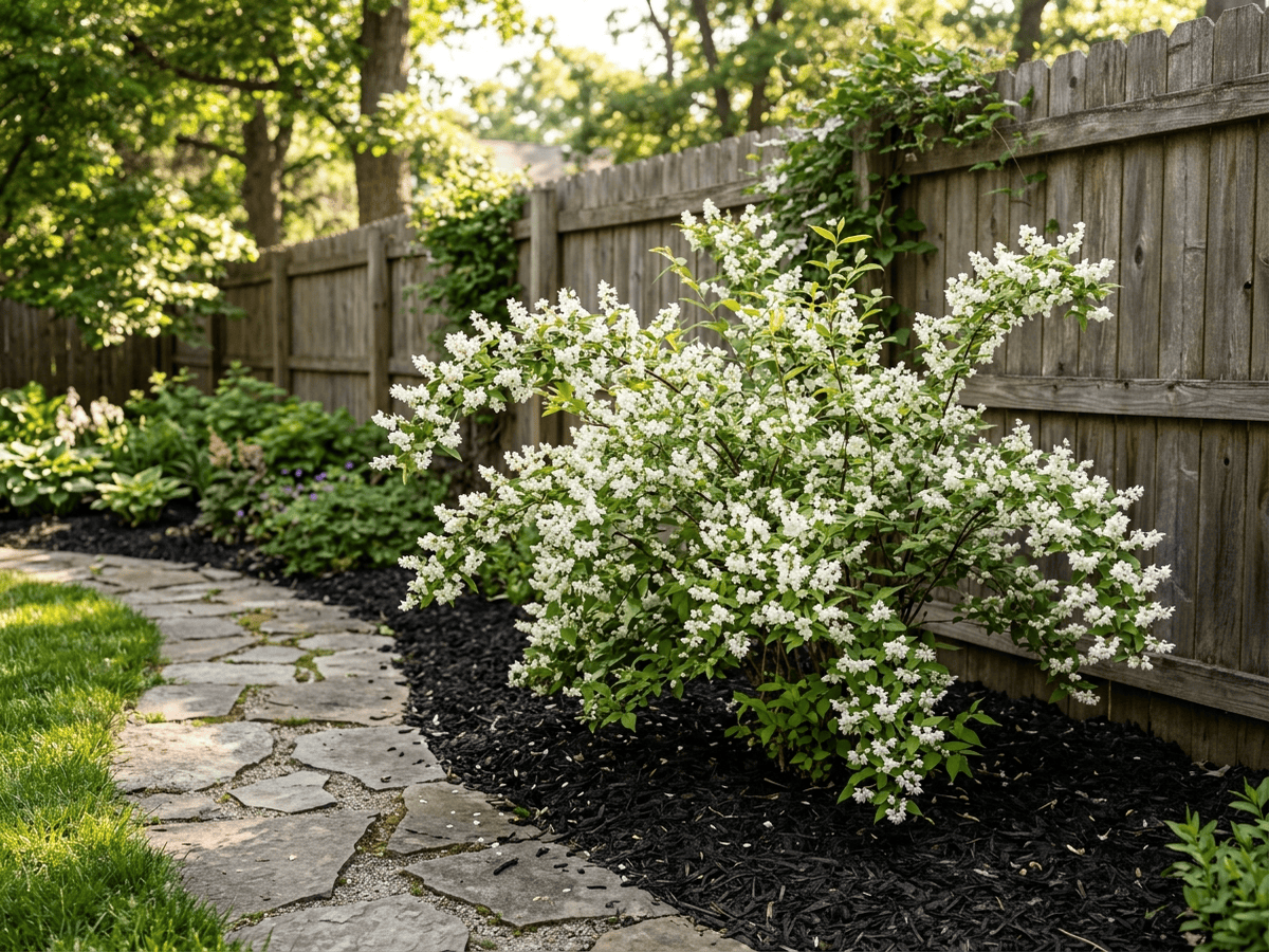 deutzia áspera en un jardín