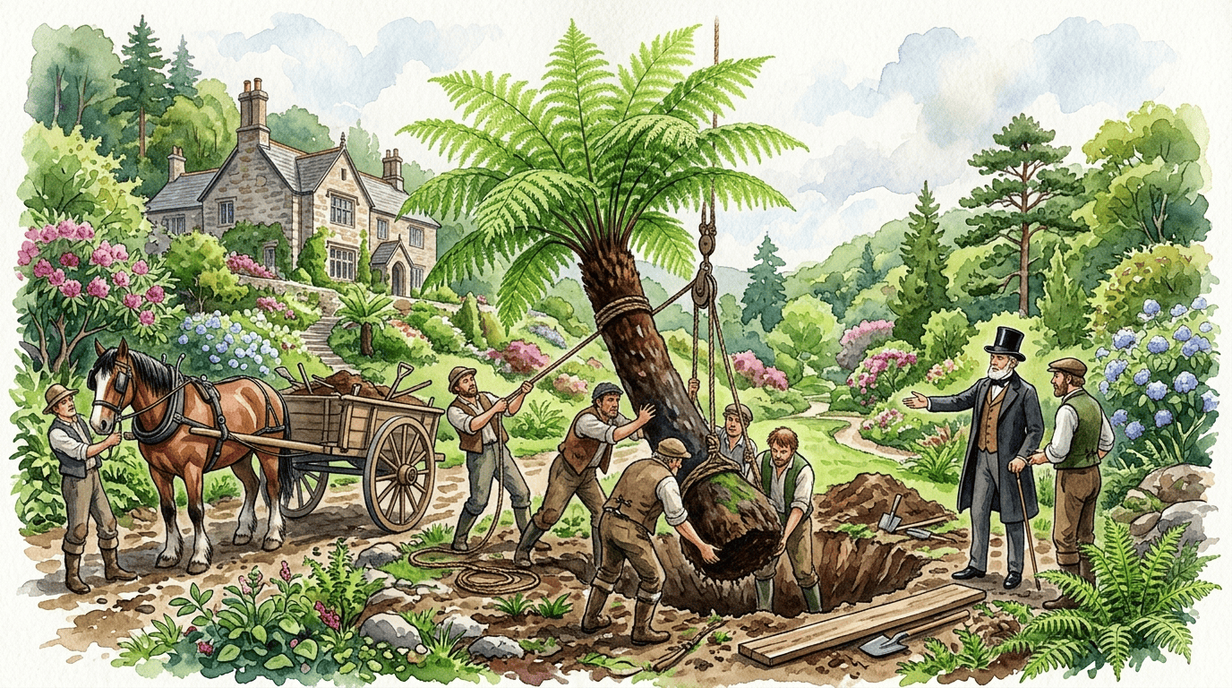Illustrated historical scene for Man Fern