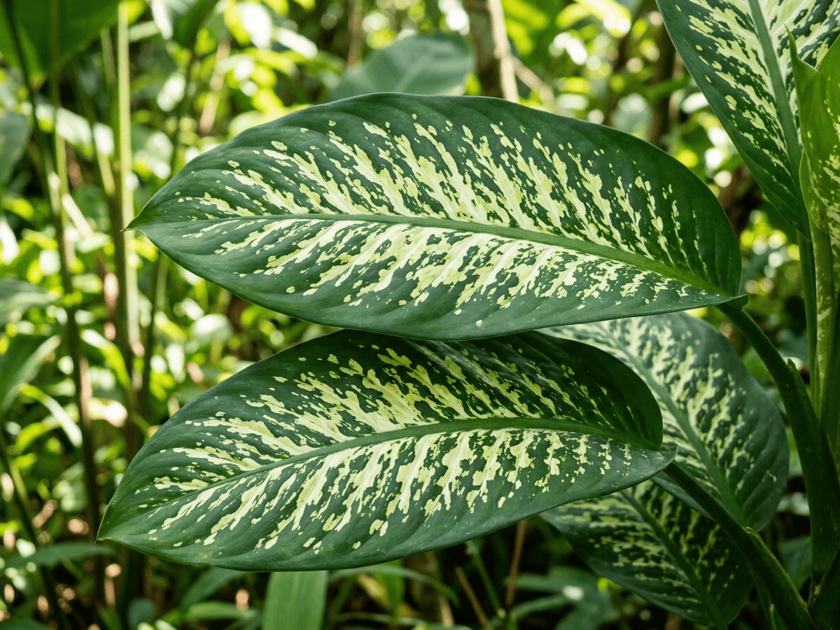 Dumb Cane — close-up of leaves and flowers