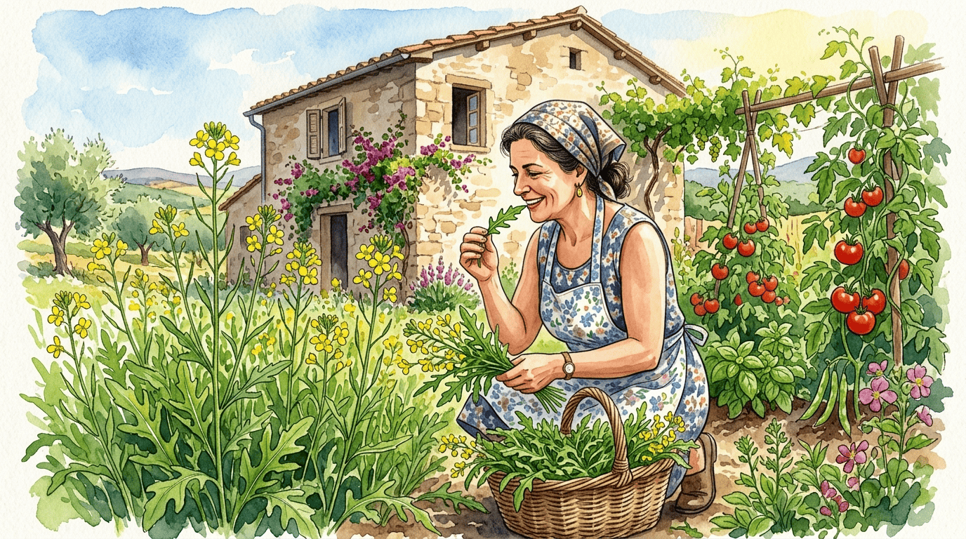 Cena histórica ilustrada de Rúcula-selvagem