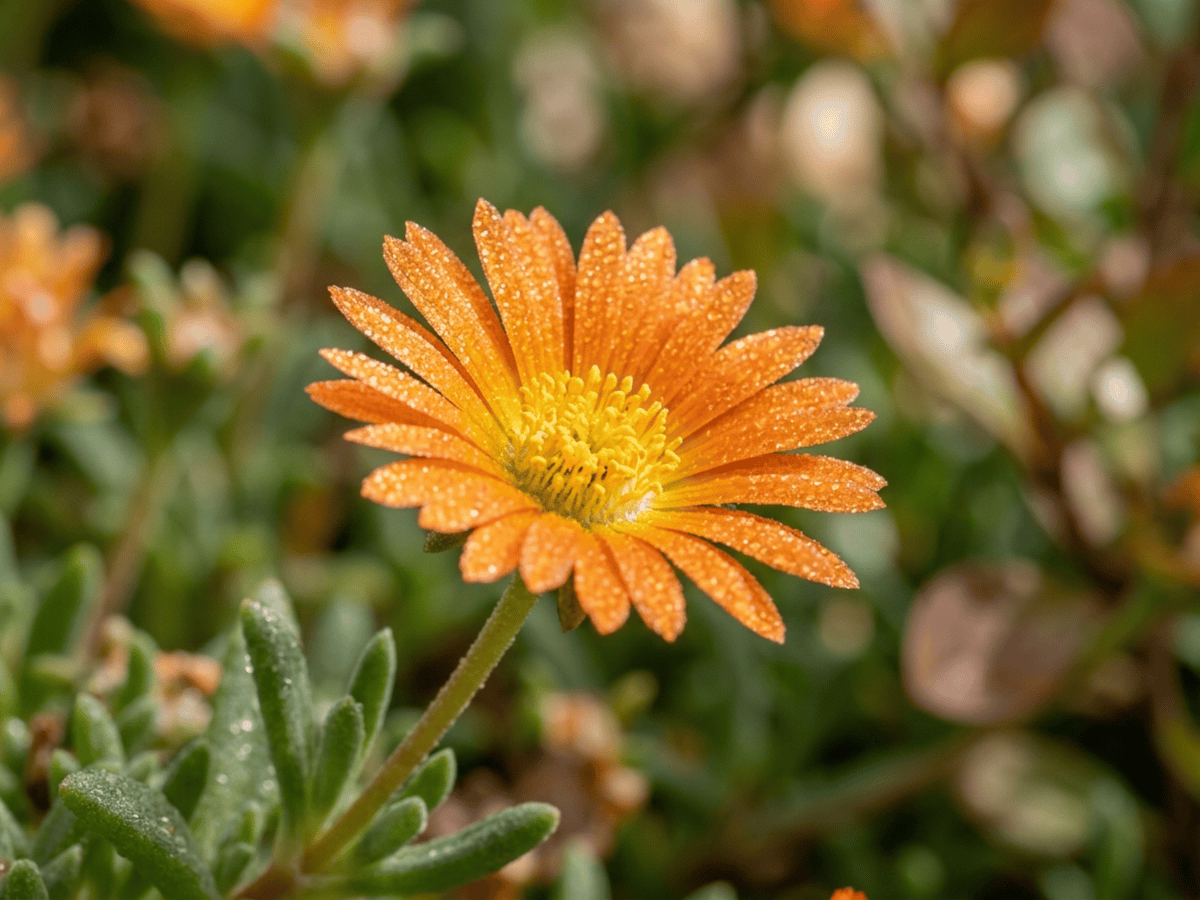 Margarita de Livingstone — primer plano de hojas y flores