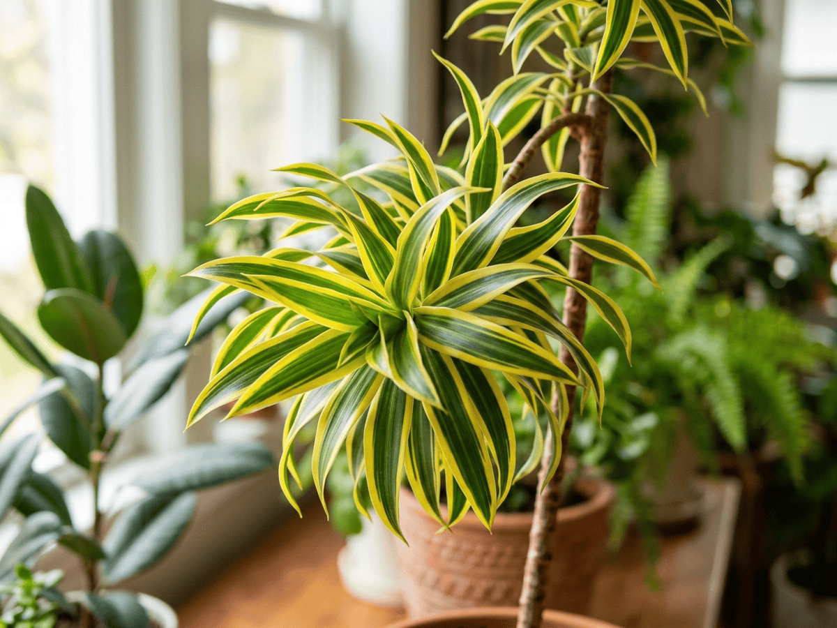 Dracena reflexa — primo piano di foglie e fiori
