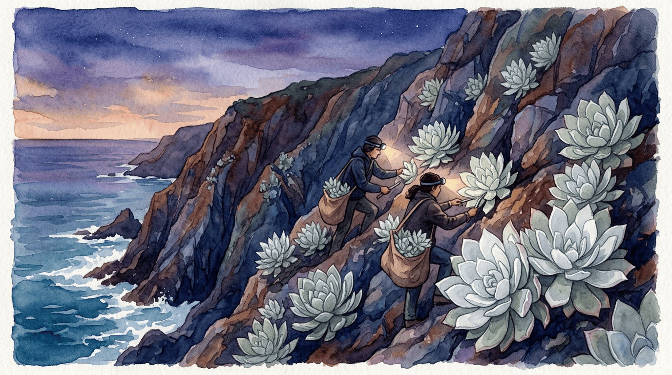 Illustrated historical scene for Britton's Dudleya