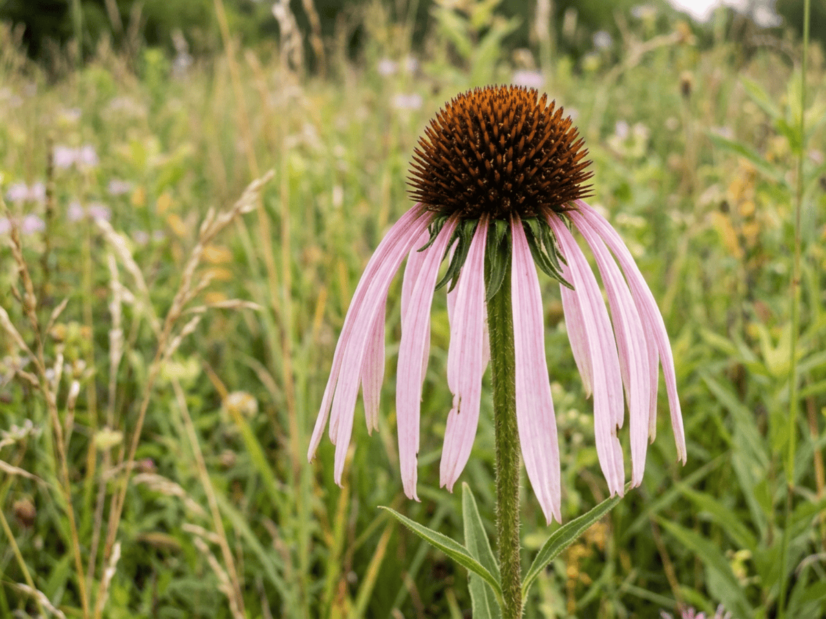 Pale Purple Coneflower — close-up of leaves and flowers
