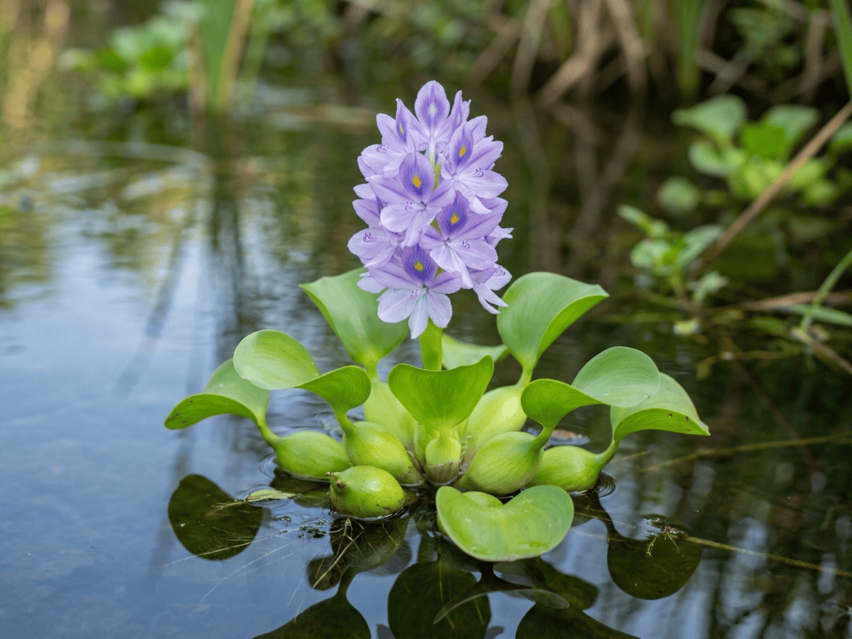 Giacinto d'acqua (Eichhornia crassipes), pianta intera