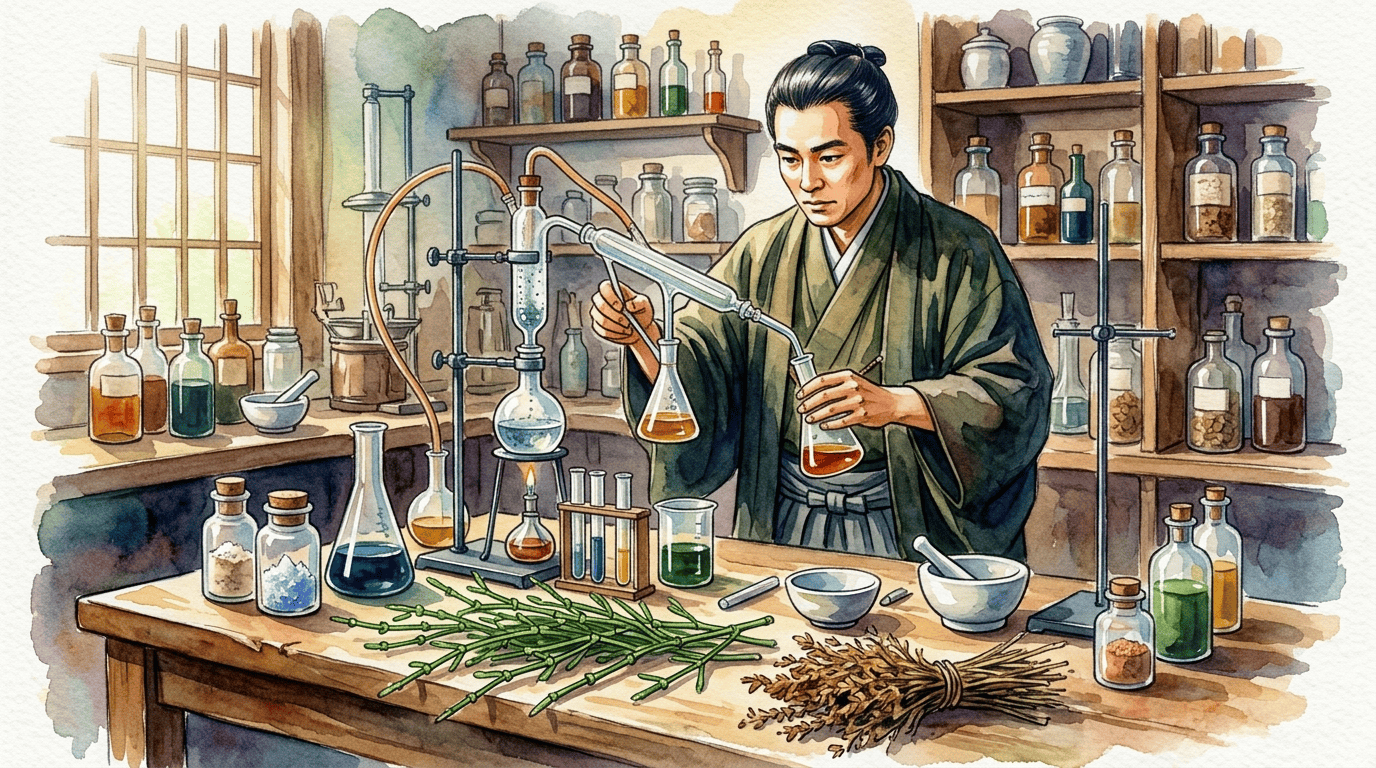 Illustrated historical scene for Ma Huang