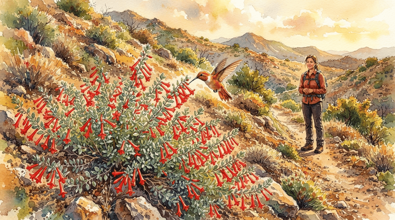 Illustrated historical scene for California Fuchsia