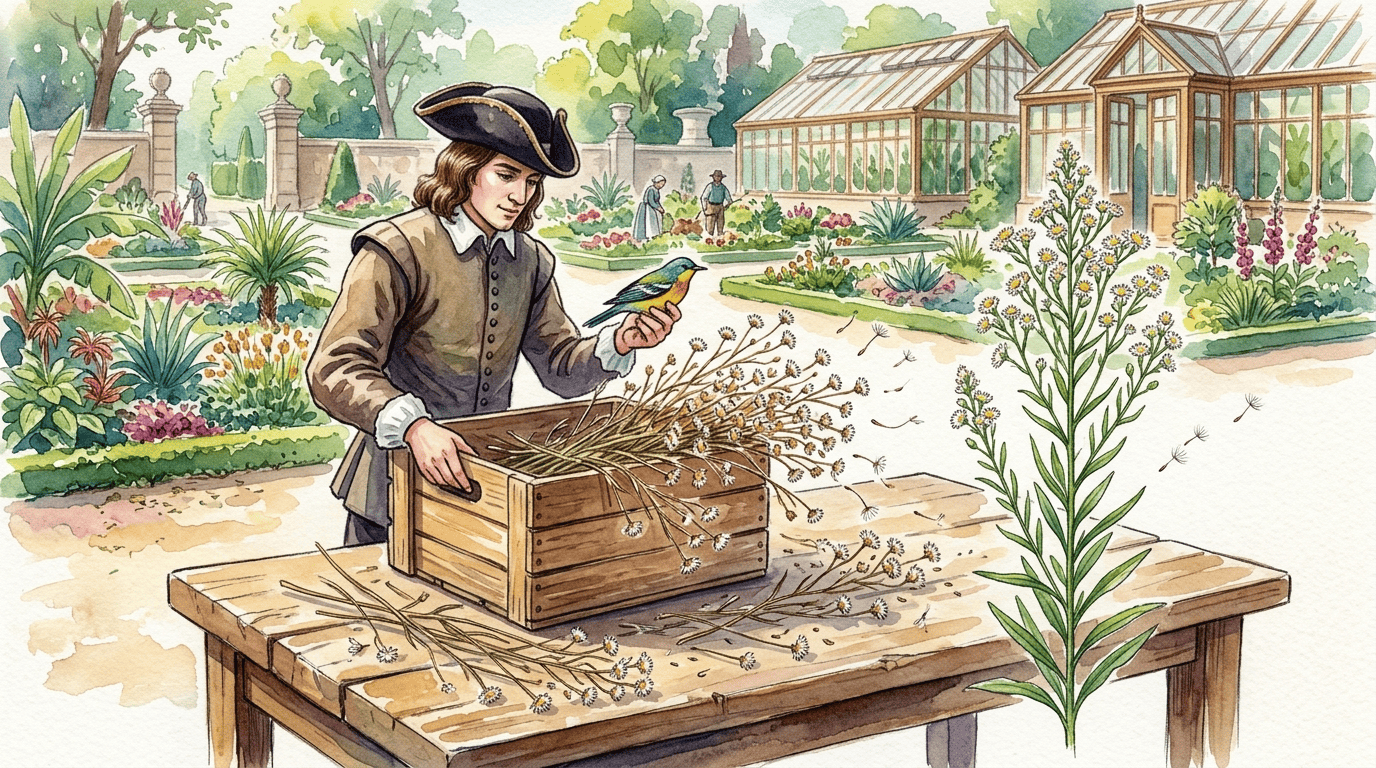 Illustrated historical scene for Horseweed