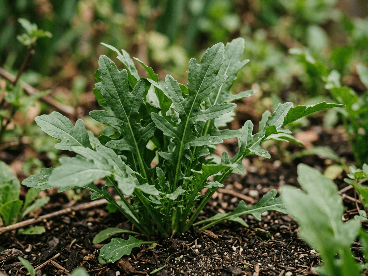Arugula — close-up of leaves and flowers