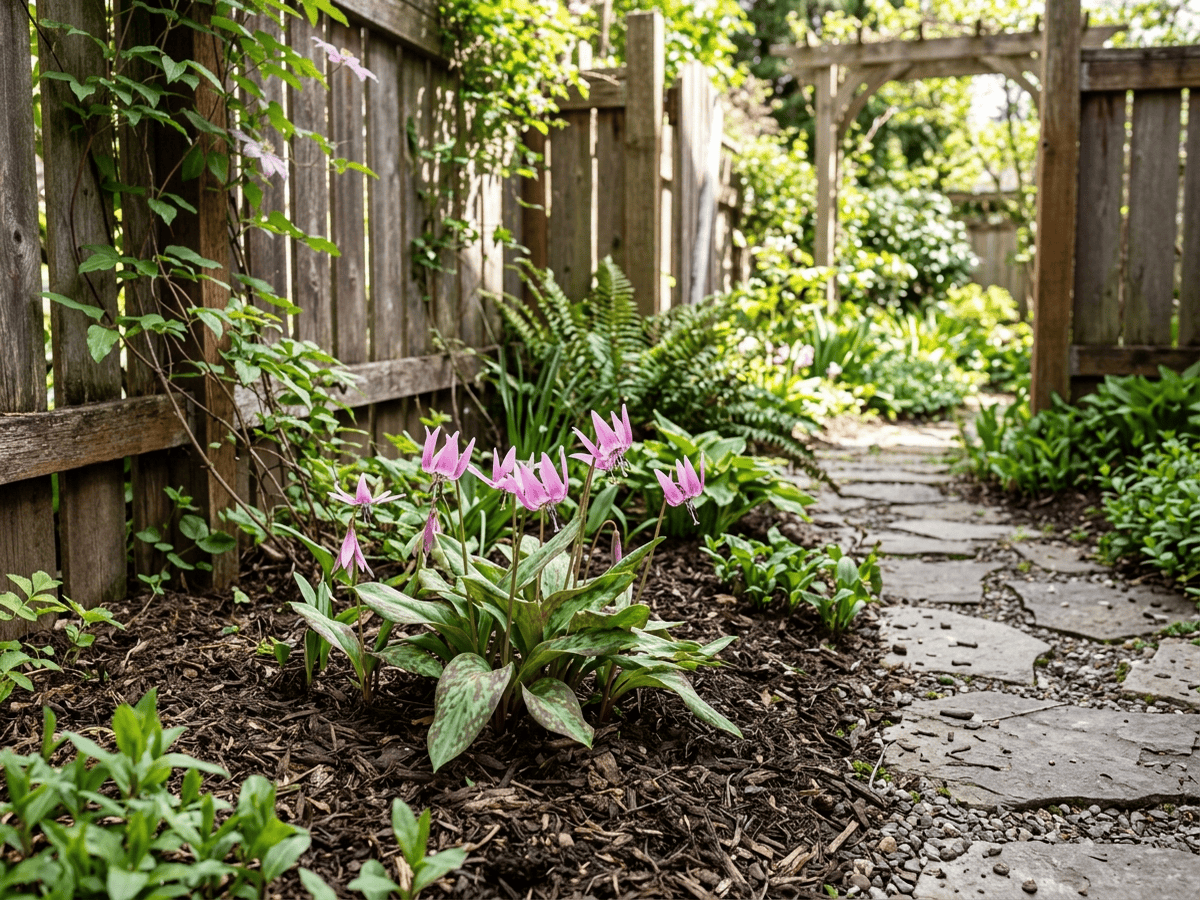 Coast Fawn Lily in a garden setting