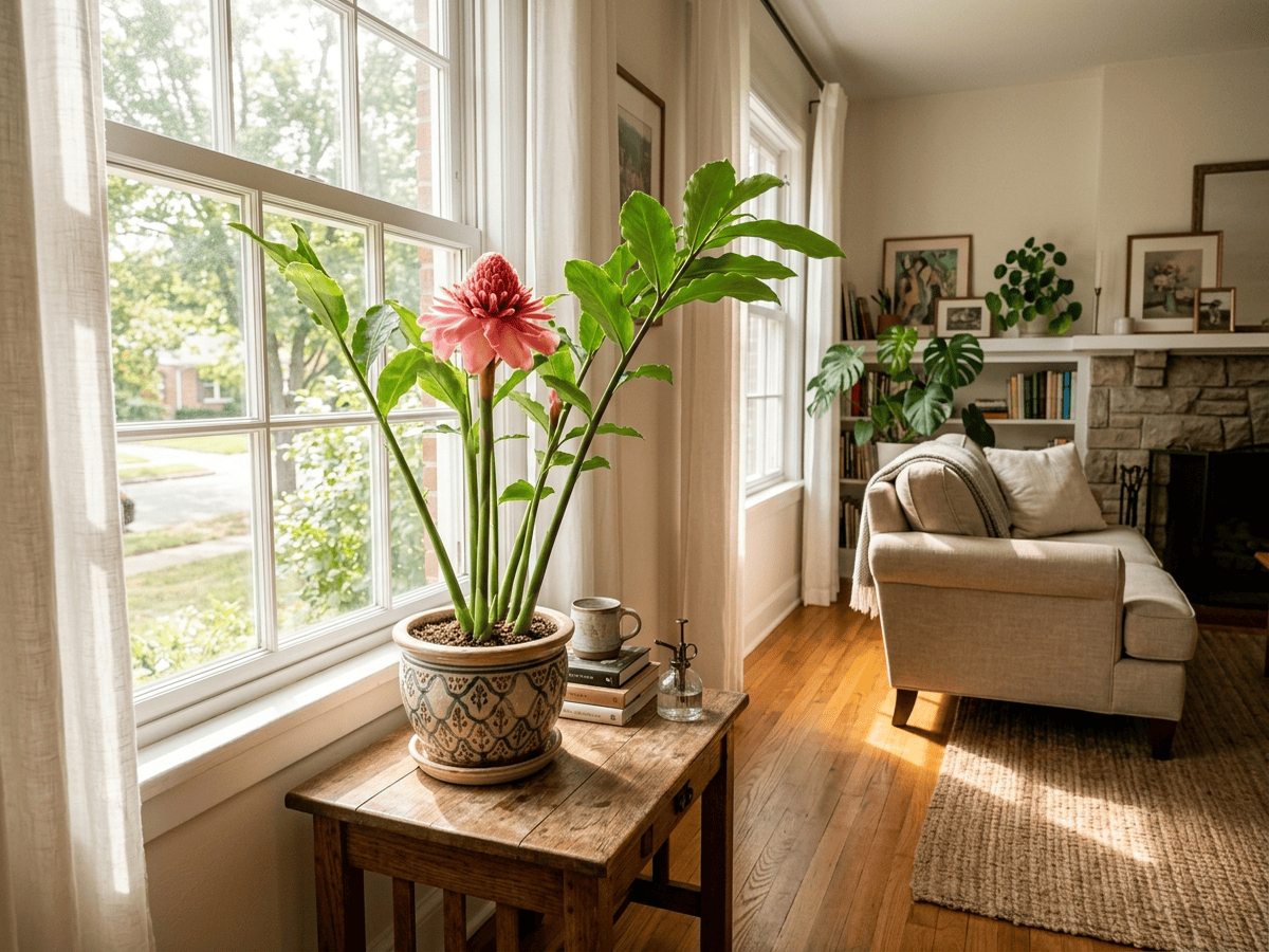 Torch Ginger in a garden setting