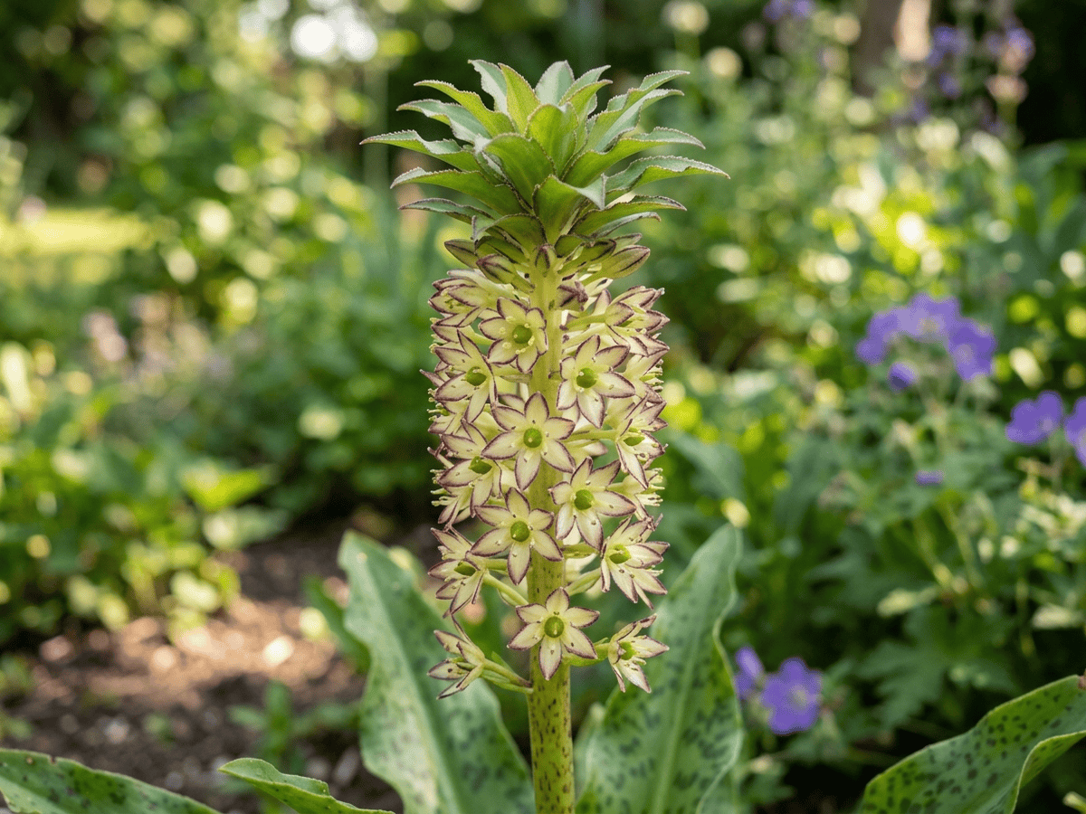 lirio piña bicolor — primer plano de hojas y flores