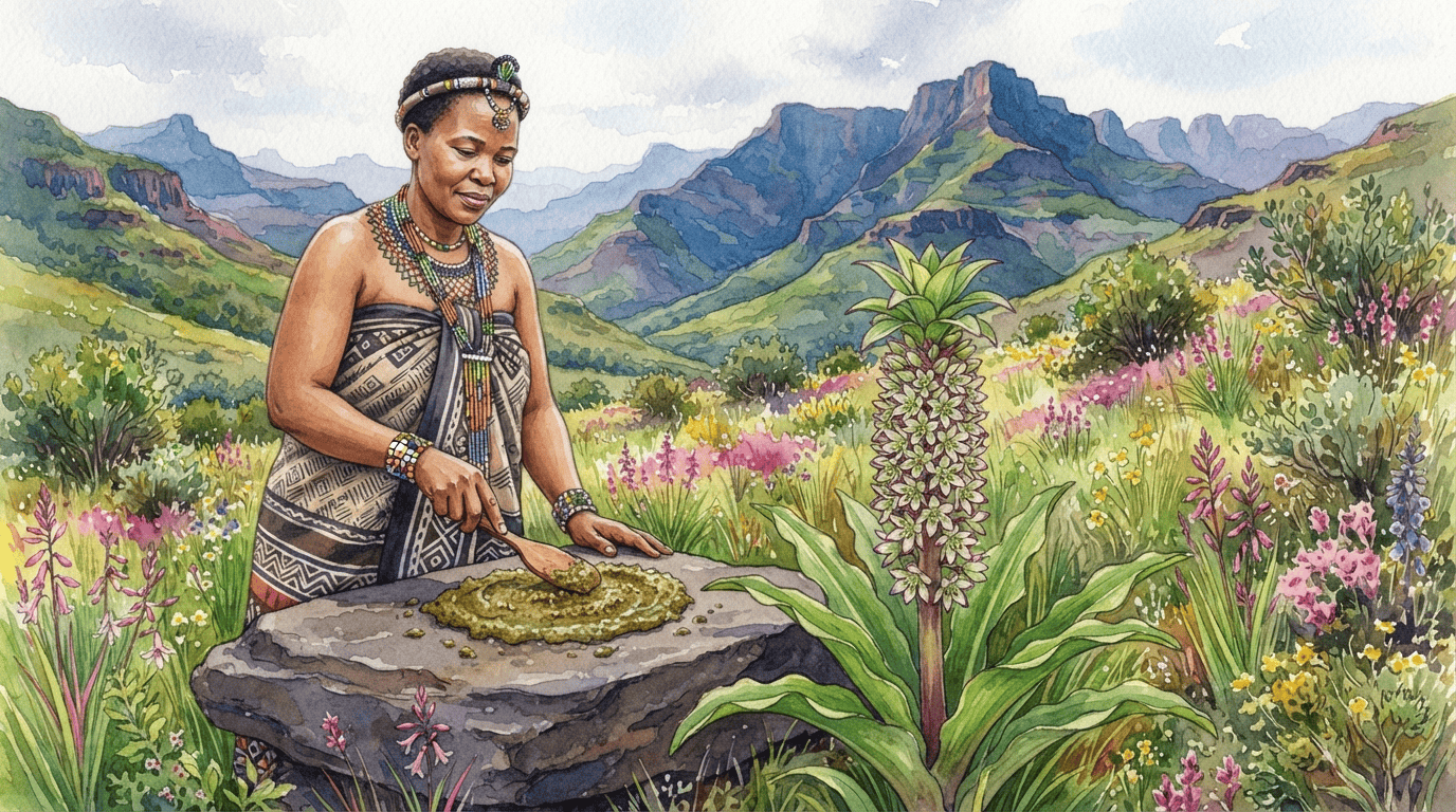 Escena histórica ilustrada de lirio piña bicolor