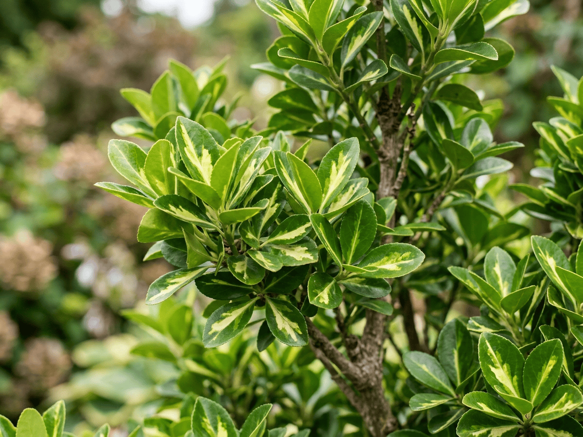 Olivo ornamental japonés — primer plano de hojas y flores
