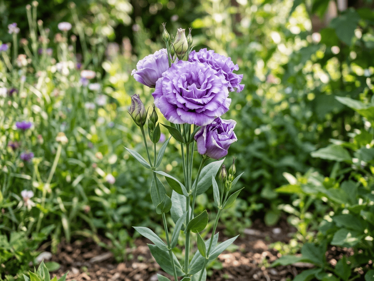Showy Prairie Gentian (Eustoma grandiflorum), whole plant