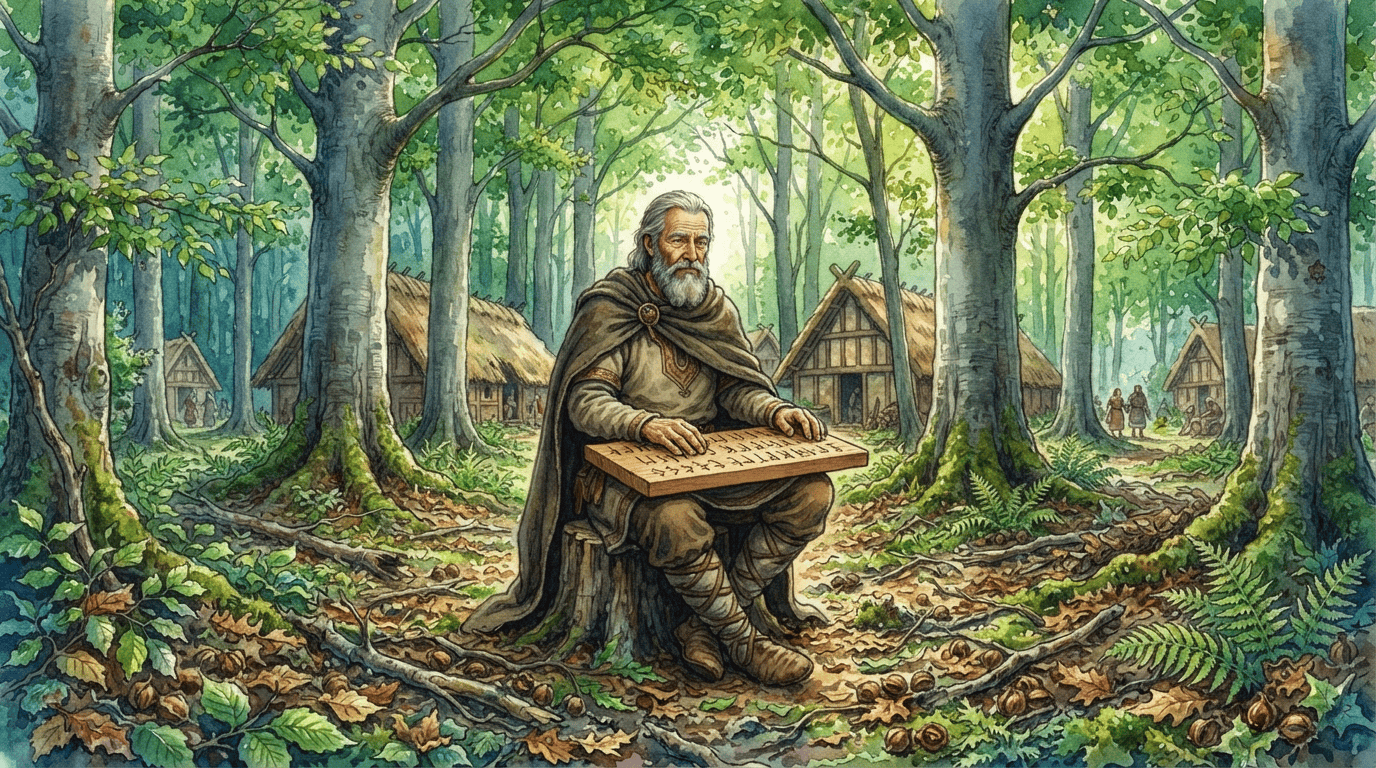 Escena histórica ilustrada de Haya común