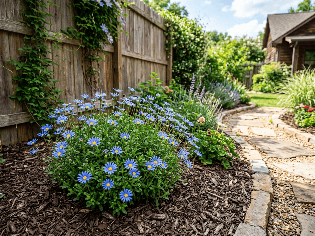 Coastal Blue Felicia in a garden setting
