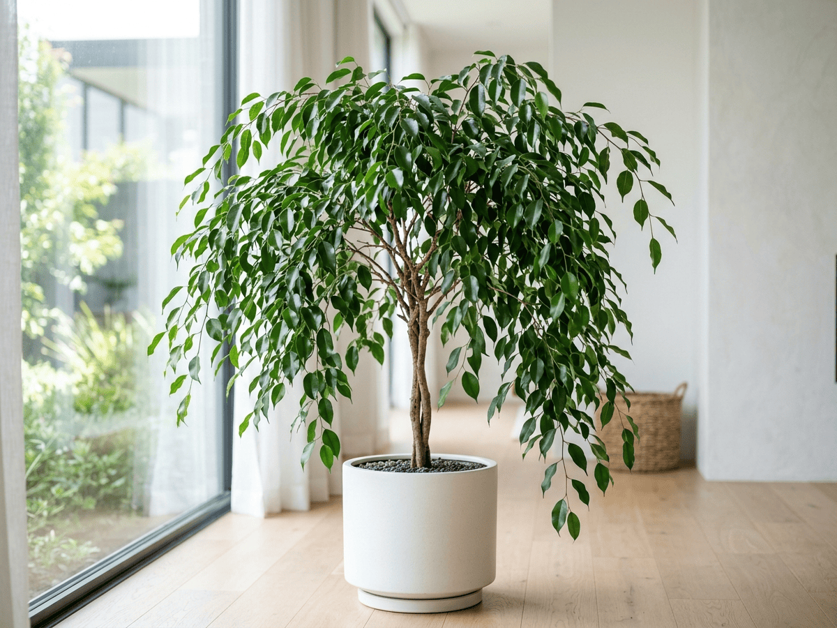 Ficus benjamin (Ficus benjamina), pianta intera