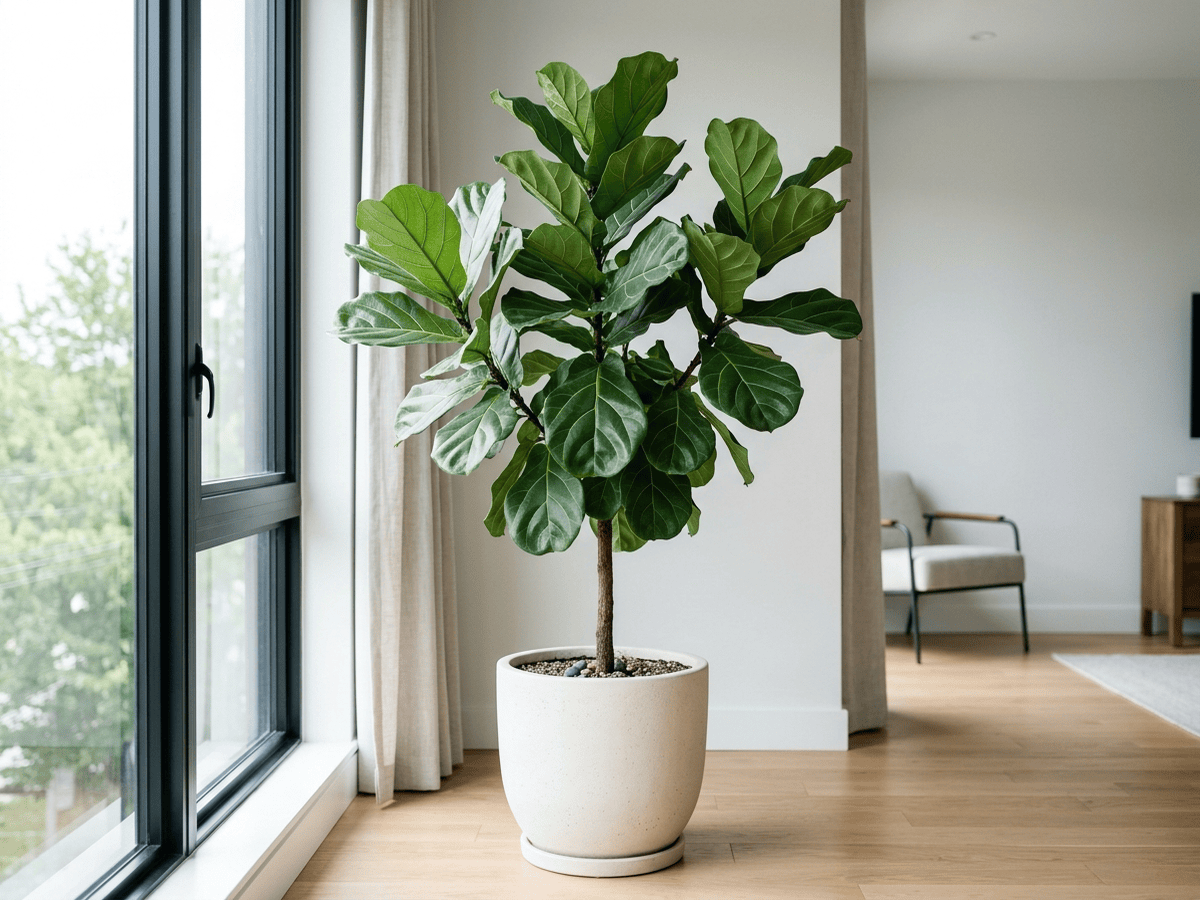 Ficus lira (Ficus lyrata), pianta intera