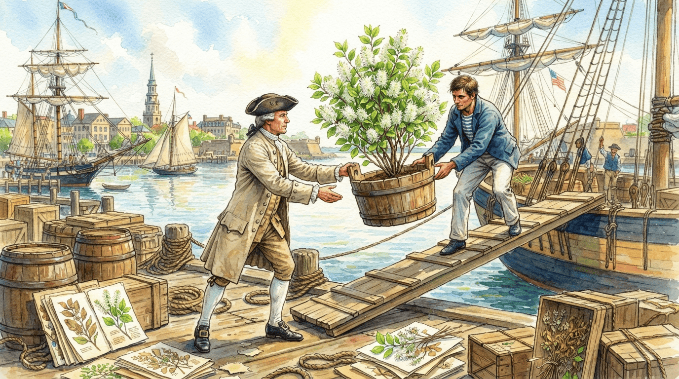 Illustrierte historische Szene zu Zwerg-Federbuschstrauch