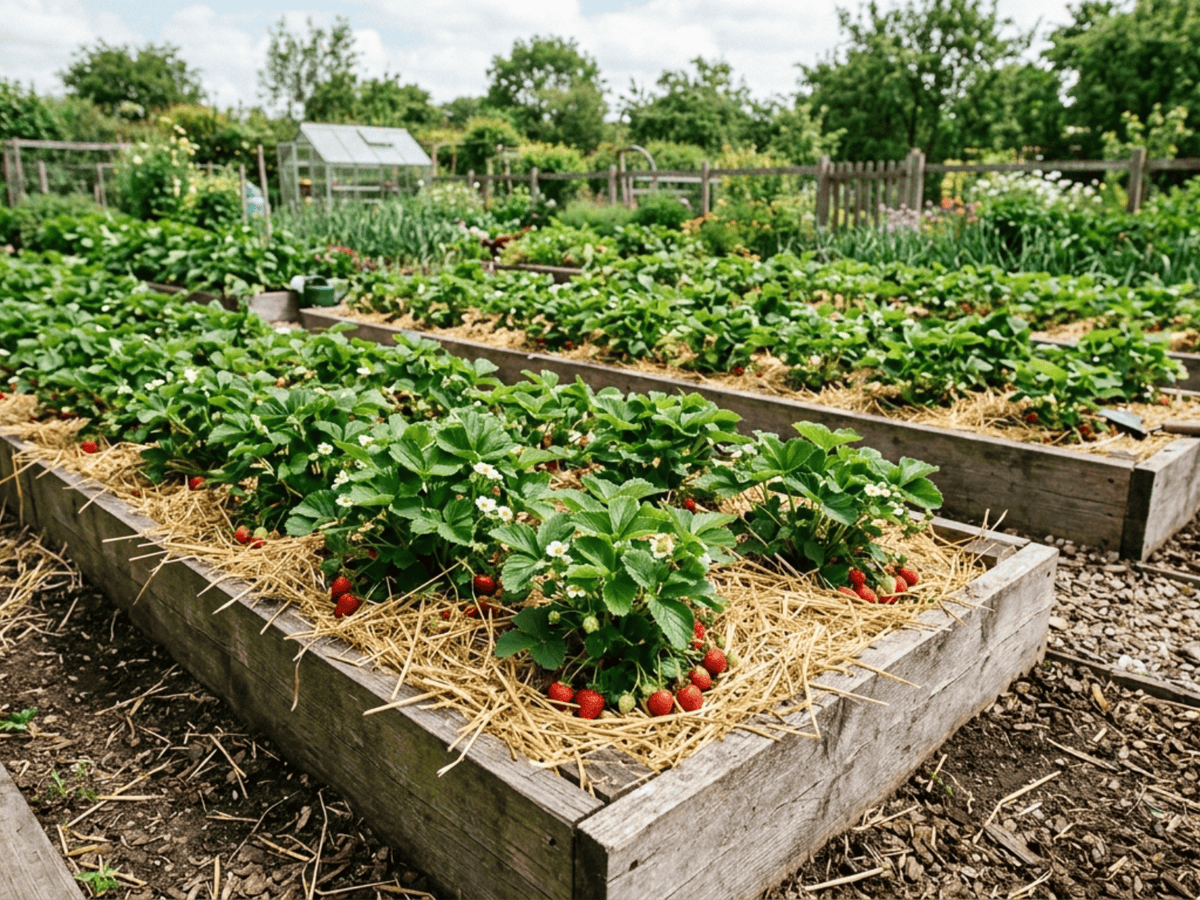 Fresa en un jardín