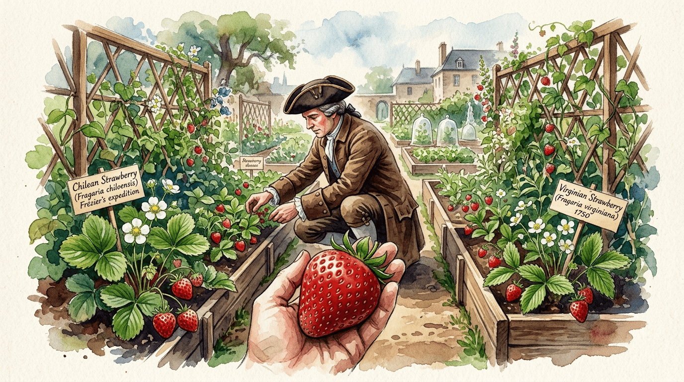 Illustrated historical scene for Strawberry