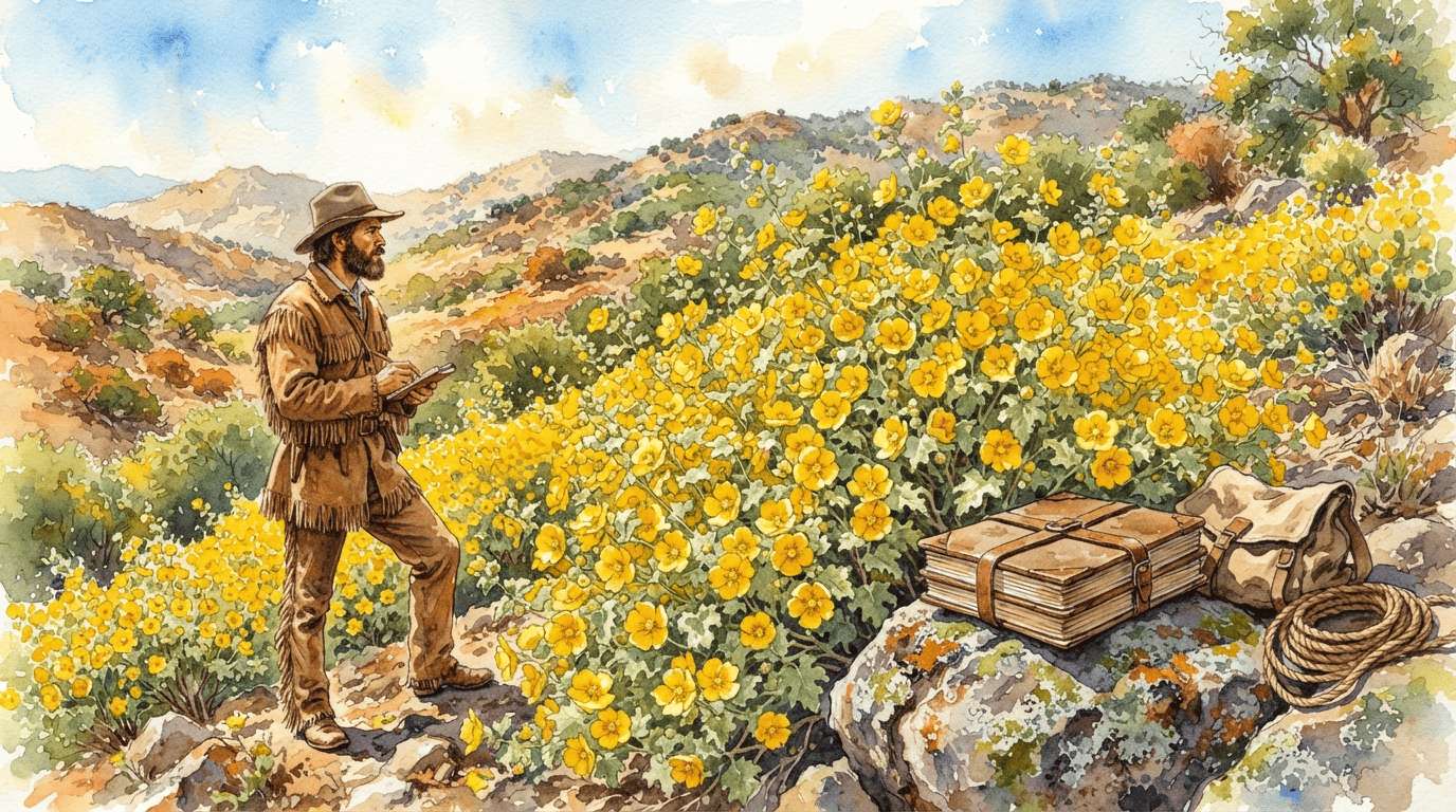 Scène historique illustrée pour Frémontia de Californie