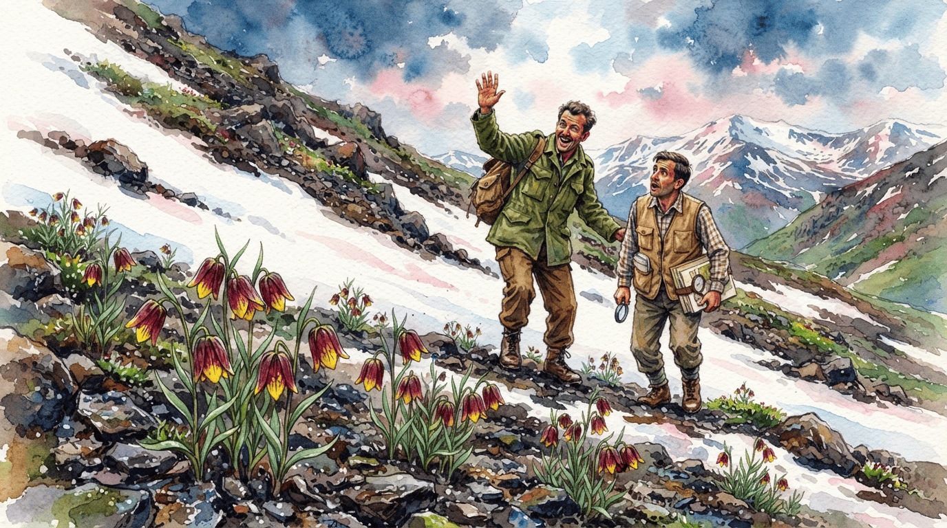 Illustrated historical scene for Fritillaria michailovskyi