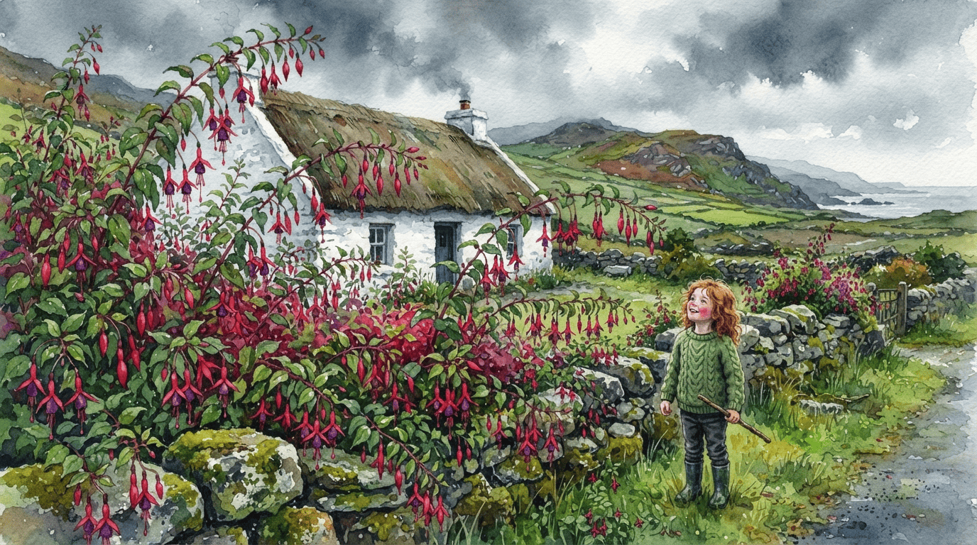 Illustrated historical scene for Hardy Fuchsia