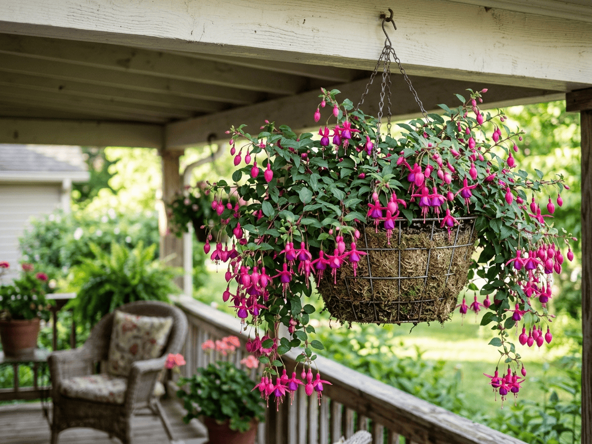 Fuchsia hybride dans un jardin