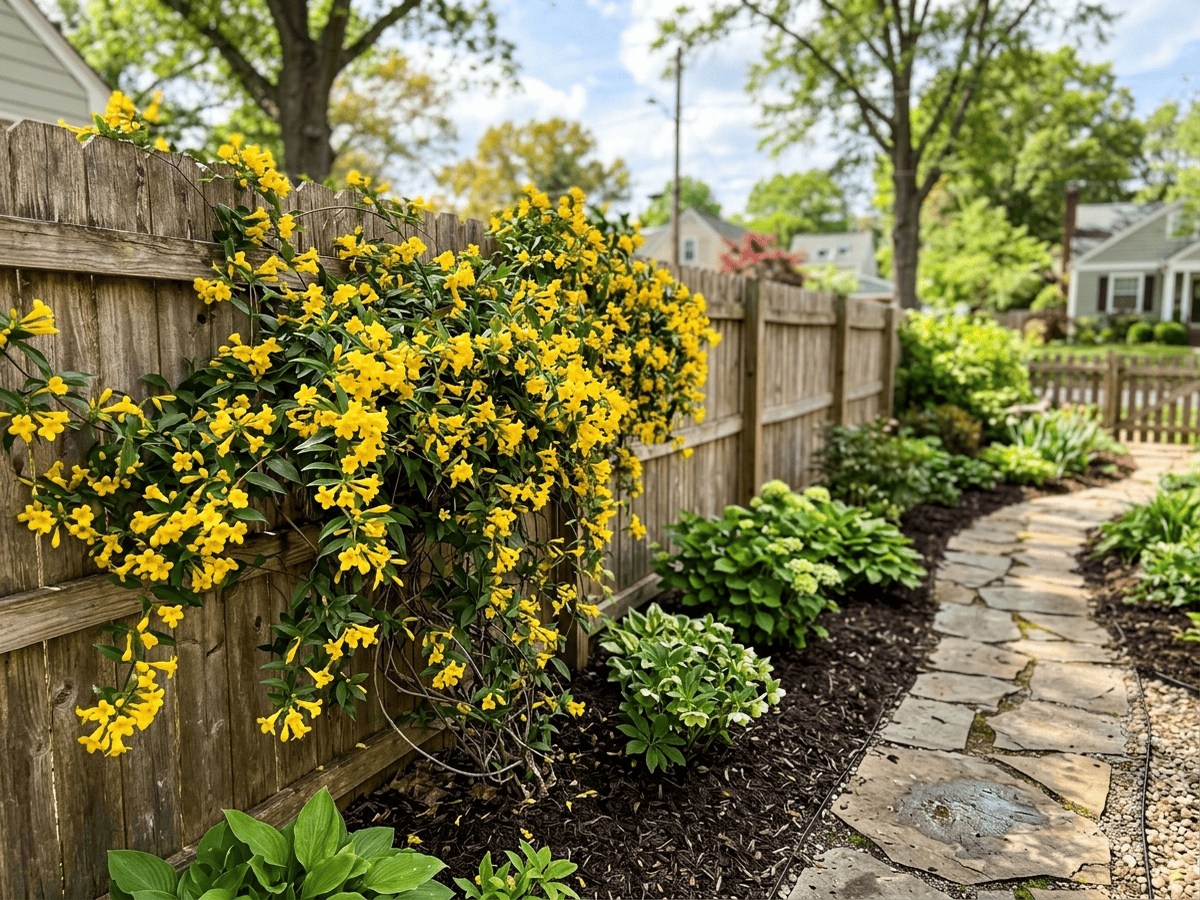 Yellow Jessamine in a garden setting