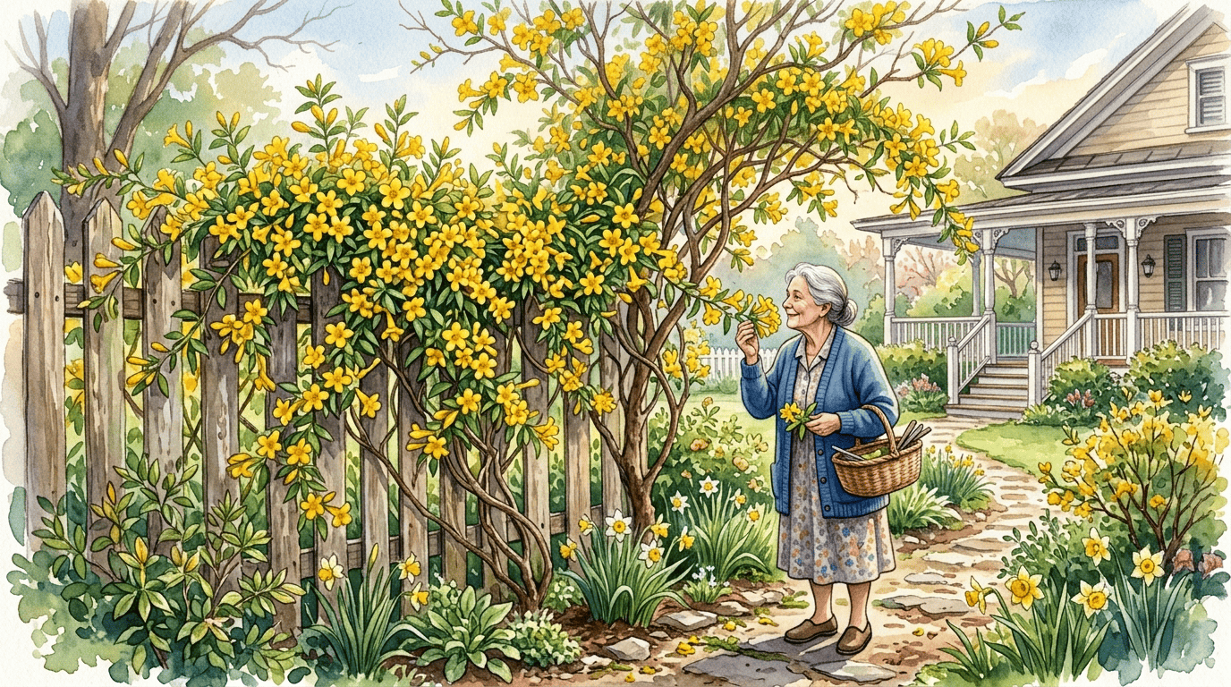 Illustrated historical scene for Yellow Jessamine