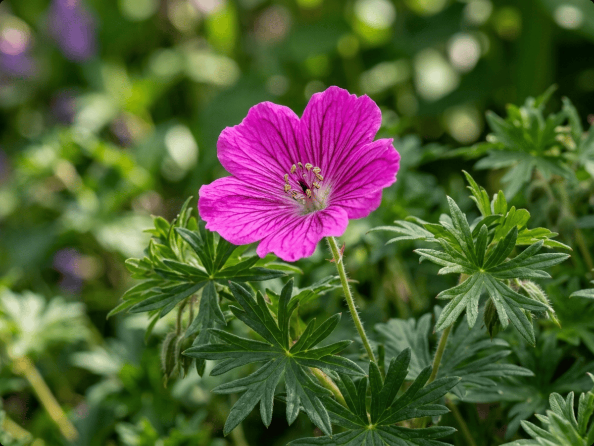 Bloody Crane's-Bill — close-up of leaves and flowers