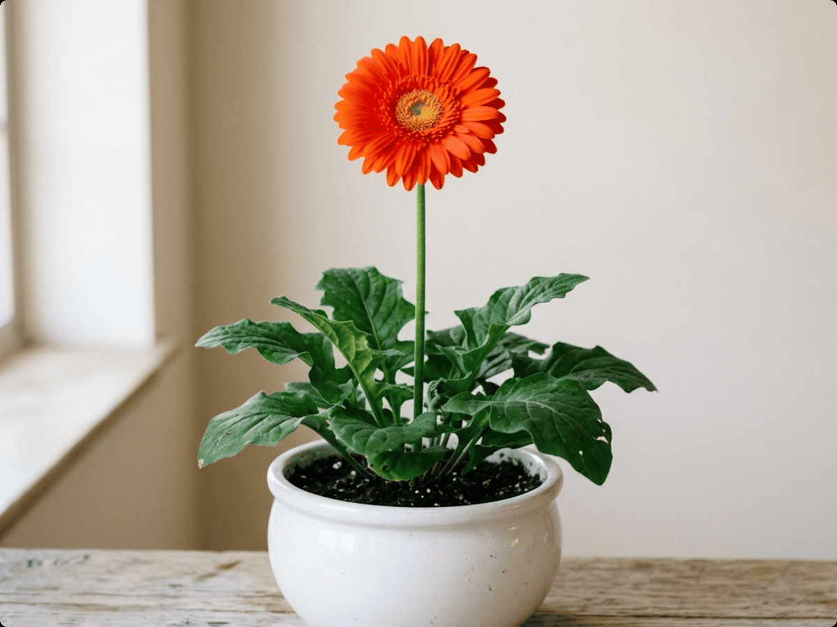 Barberton Daisy (Gerbera jamesonii), whole plant