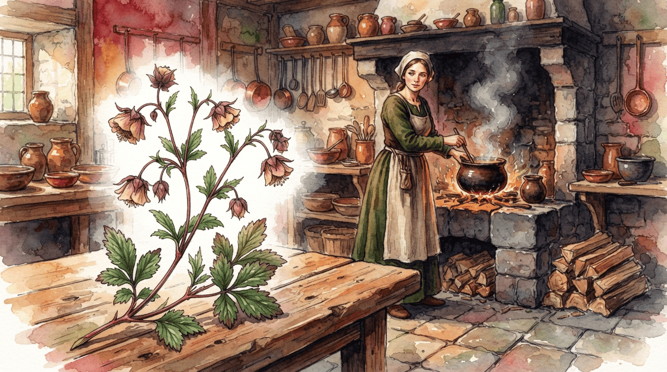 Illustrated historical scene for Water Avens