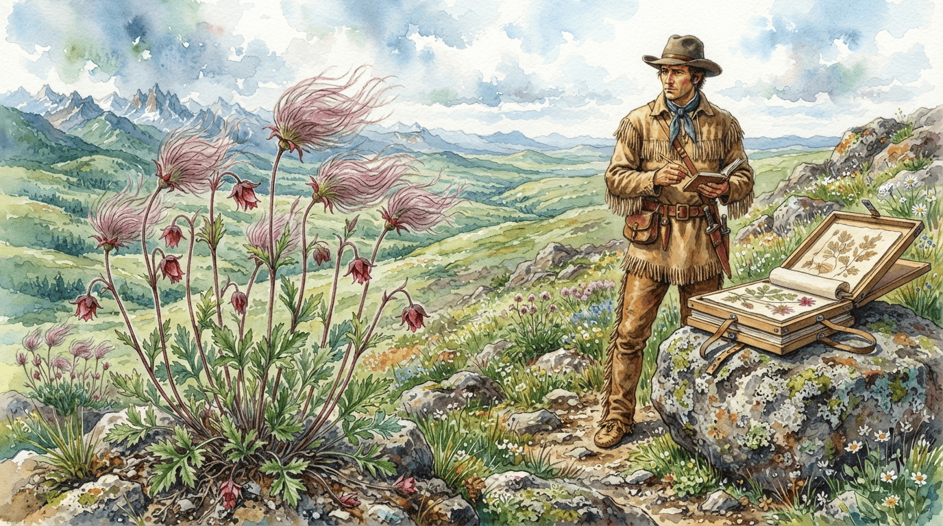 Escena histórica ilustrada de humo de pradera